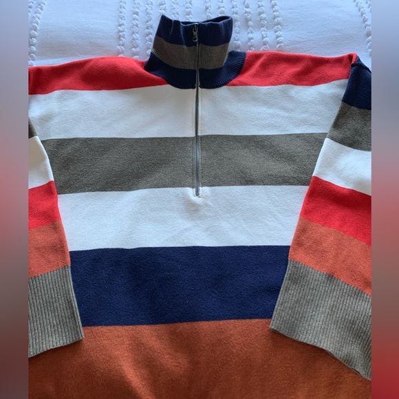 Free People Coastal Stripe zip pullover tunic sweater - Picture 6 of 14